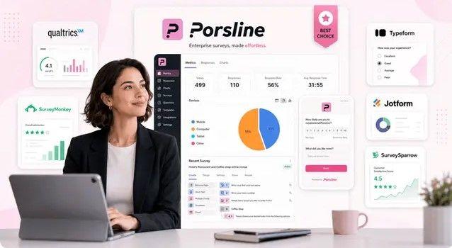 2026'da kurumsal anketler için Qualtrics alternatiflerini gösteren Porsline karşılaştırma